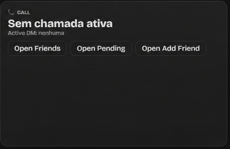 ALTARA call widget with quick actions for friends, pending requests, and adding friends