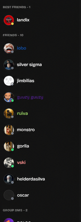 ALTARA friends list with best friends and online people